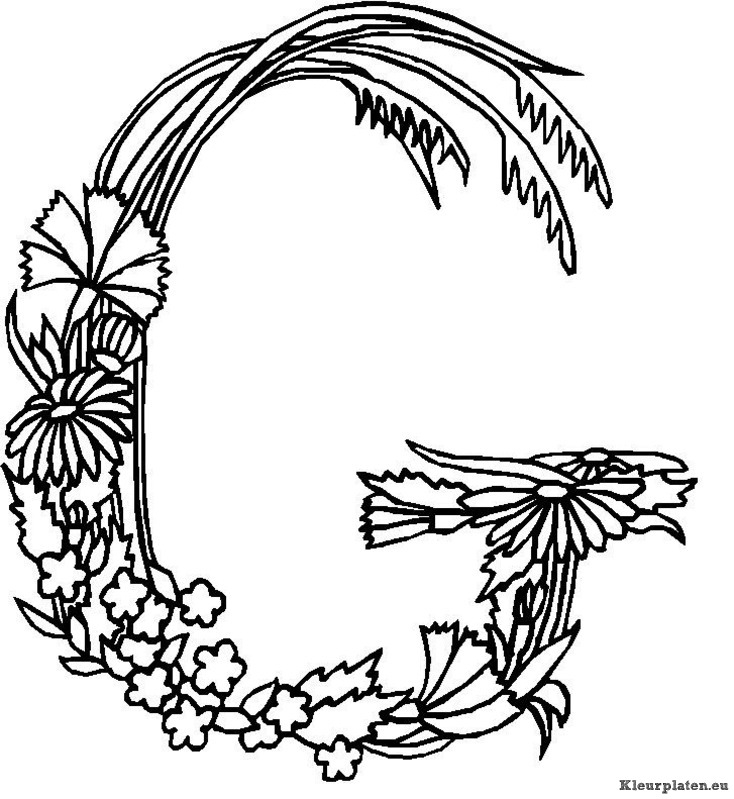Alfabet bloemen kleurplaten