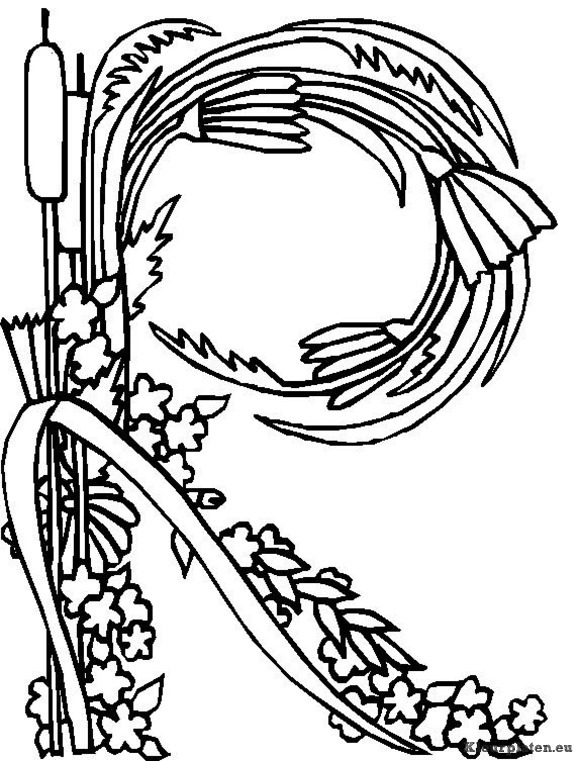 Alfabet bloemen kleurplaten