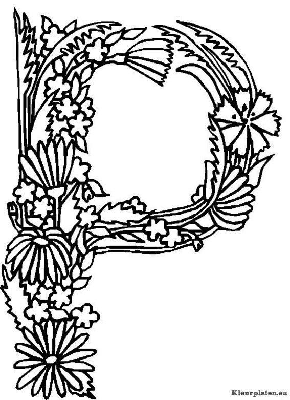 Alfabet bloemen kleurplaten