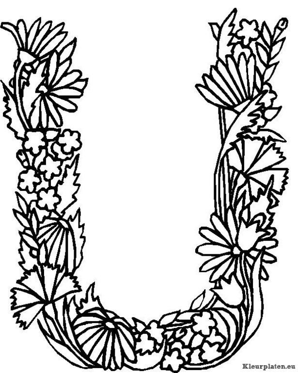 Alfabet bloemen kleurplaten