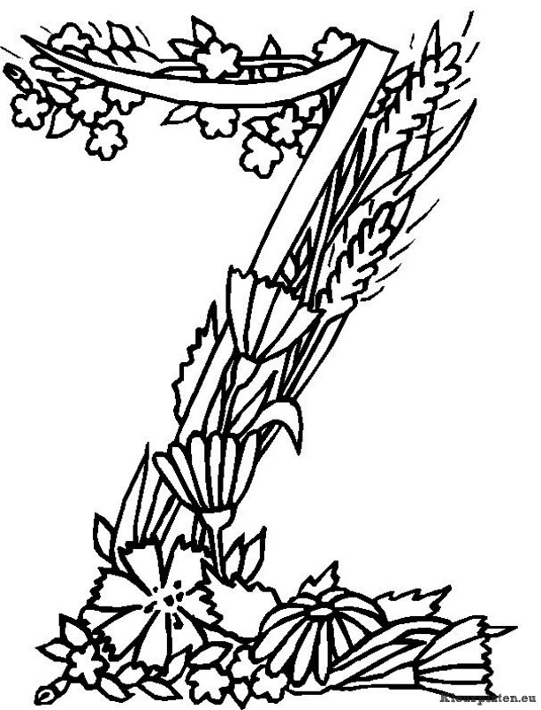 Alfabet bloemen kleurplaten