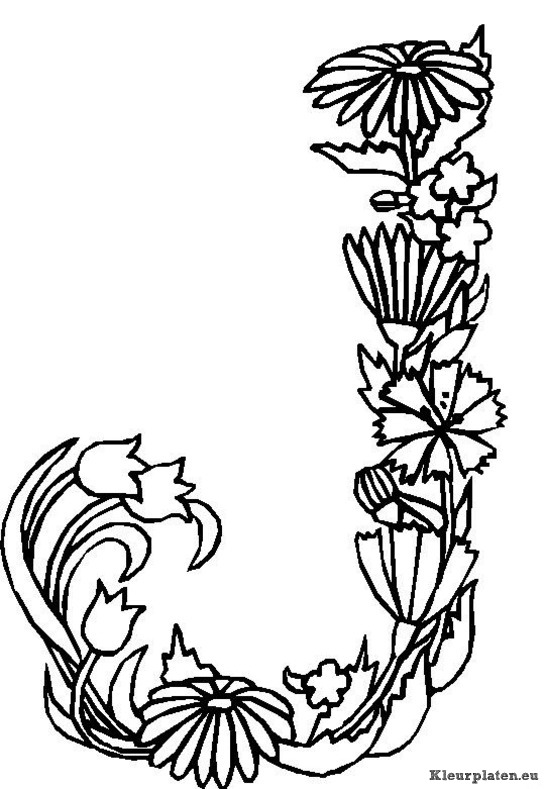 Alfabet bloemen kleurplaten