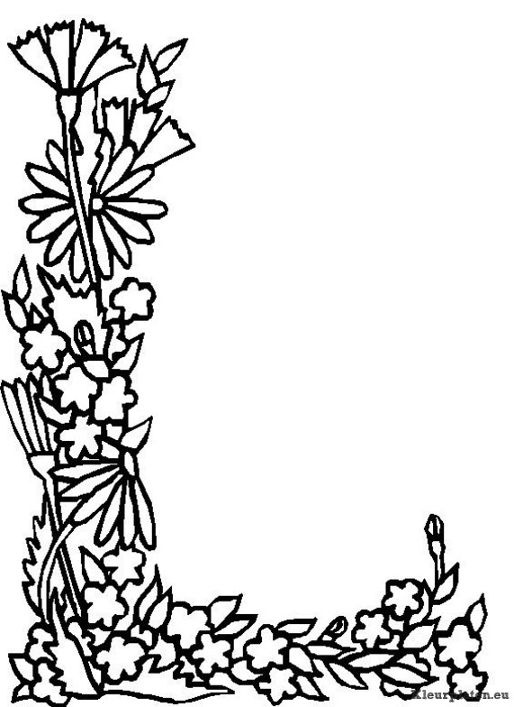 Alfabet bloemen kleurplaten