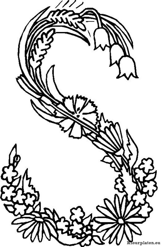 Alfabet bloemen kleurplaten