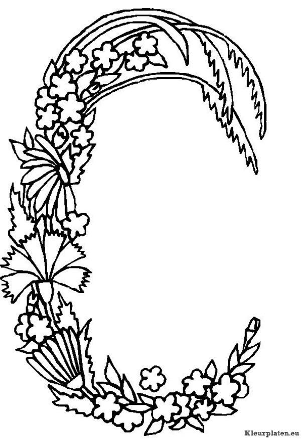 Alfabet bloemen kleurplaten
