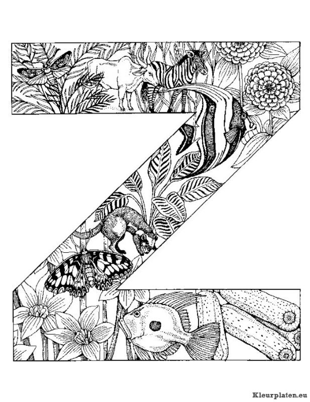 Alfabet dieren kleurplaten