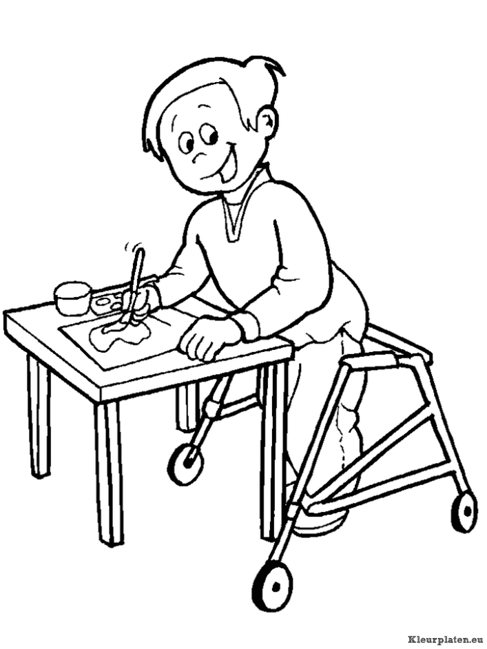 Kinderen met beperking kleurplaten