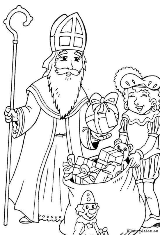Sinterklaas en zwarte piet kleurplaten