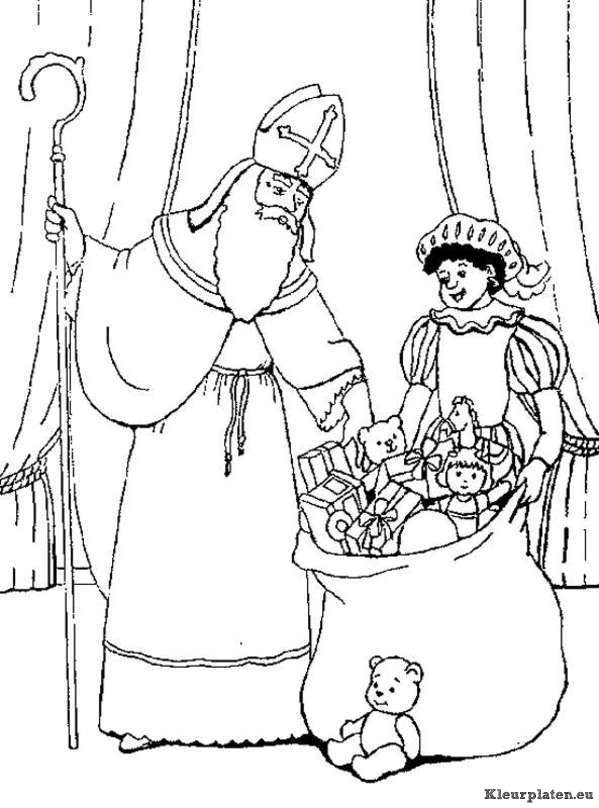 Sinterklaas en zwarte piet kleurplaten
