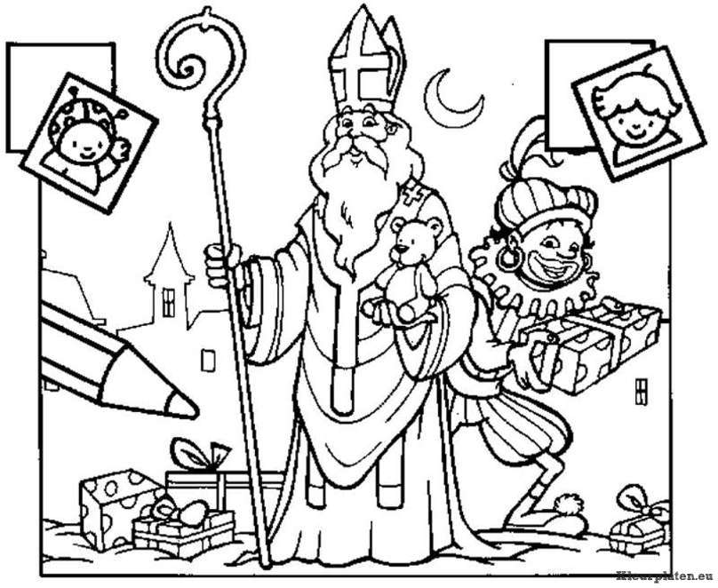Sinterklaas en zwarte piet kleurplaten