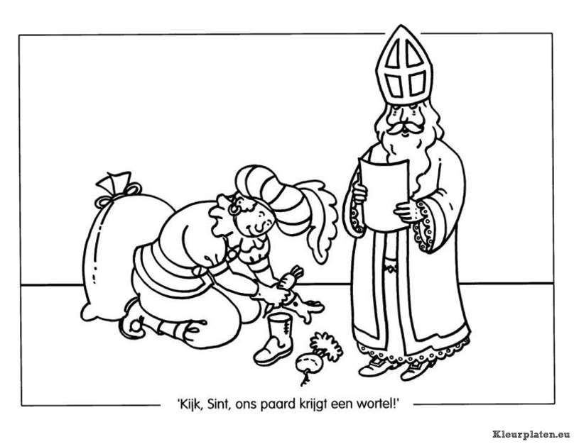 Sinterklaas en zwarte piet kleurplaten