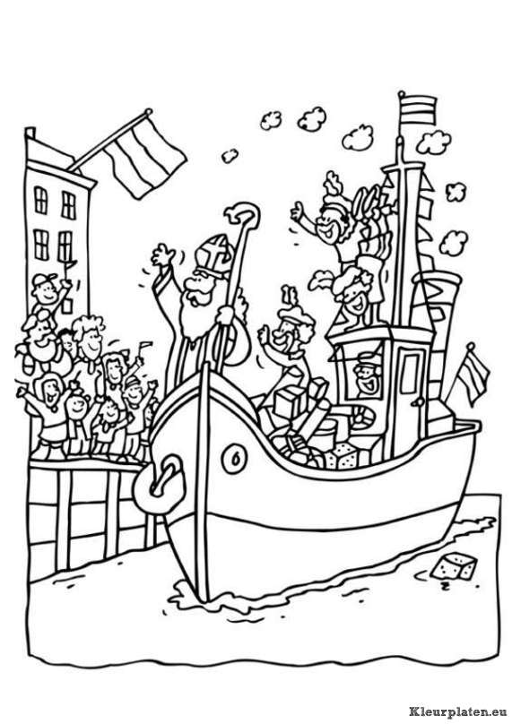 Sinterklaas en zwarte piet kleurplaten