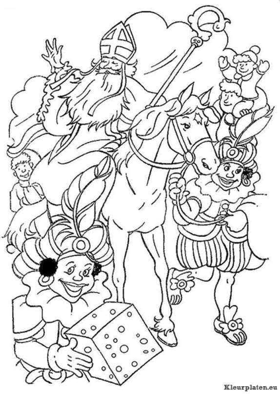 Sinterklaas en zwarte piet kleurplaten