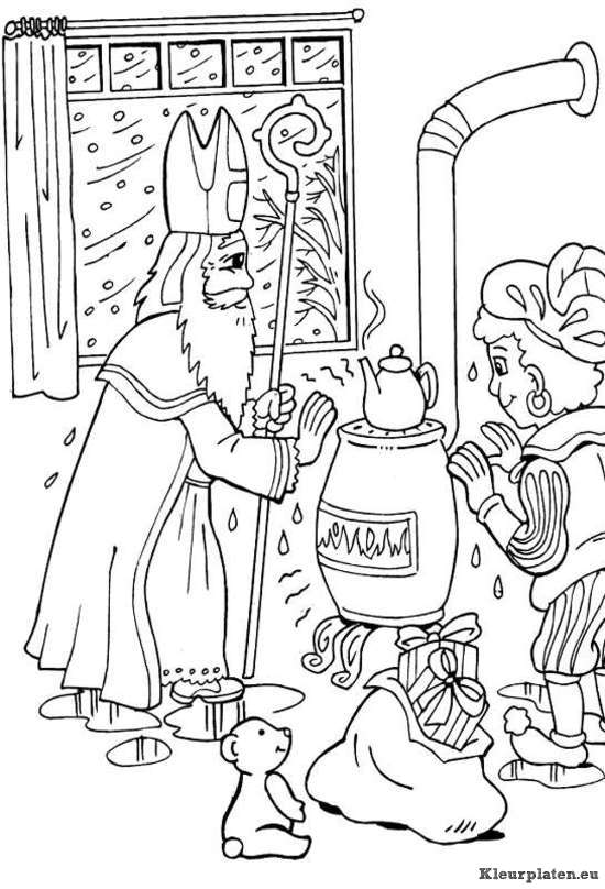 Sinterklaas en zwarte piet kleurplaten