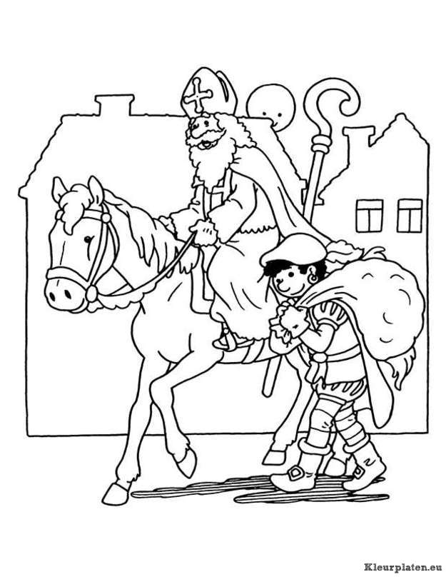 Sinterklaas en zwarte piet kleurplaten
