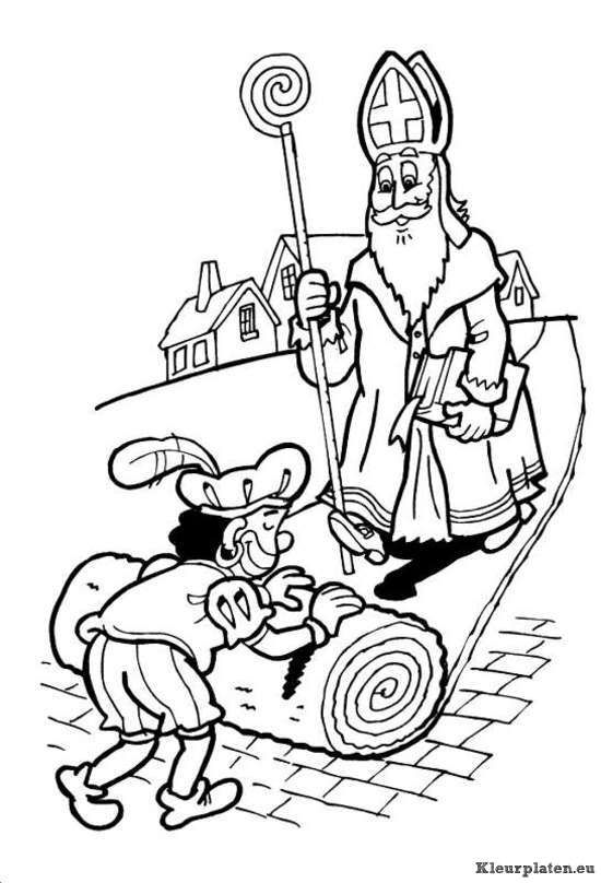 Sinterklaas en zwarte piet kleurplaten