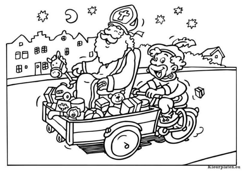 Sinterklaas en zwarte piet kleurplaten