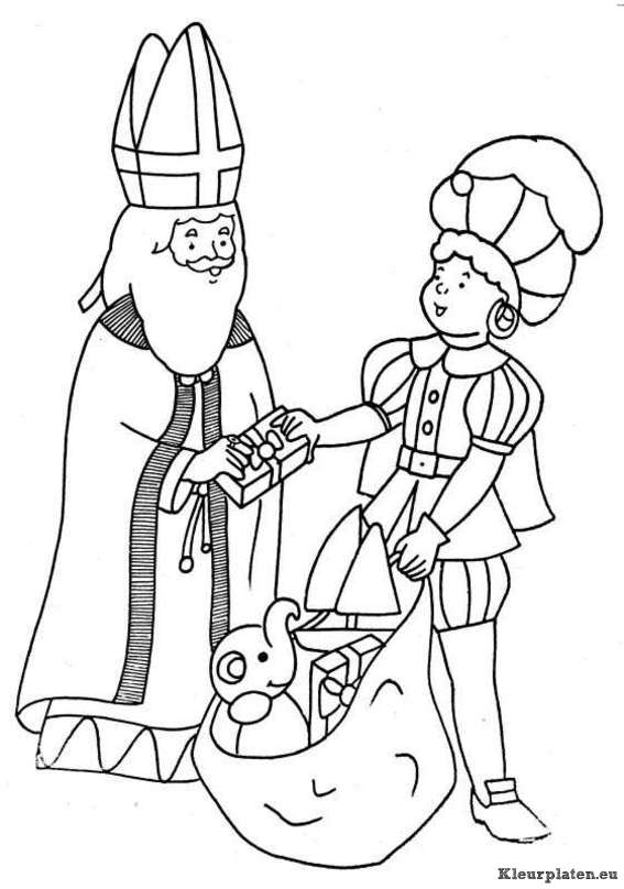 Sinterklaas en zwarte piet kleurplaten