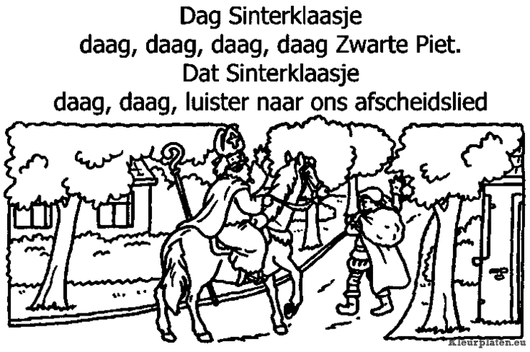 Dag sinterklaasje daag afscheidslied kleurplaat