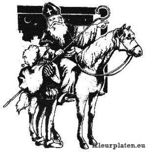 Sinterklaas op zijn trouwe paard kleurplaat