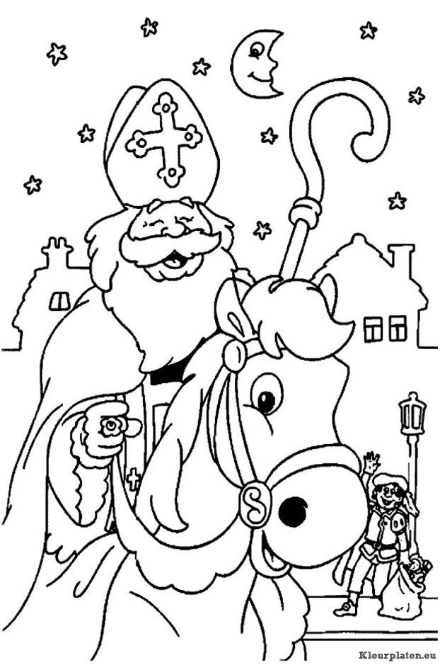 Sinterklaas in de nacht op paard