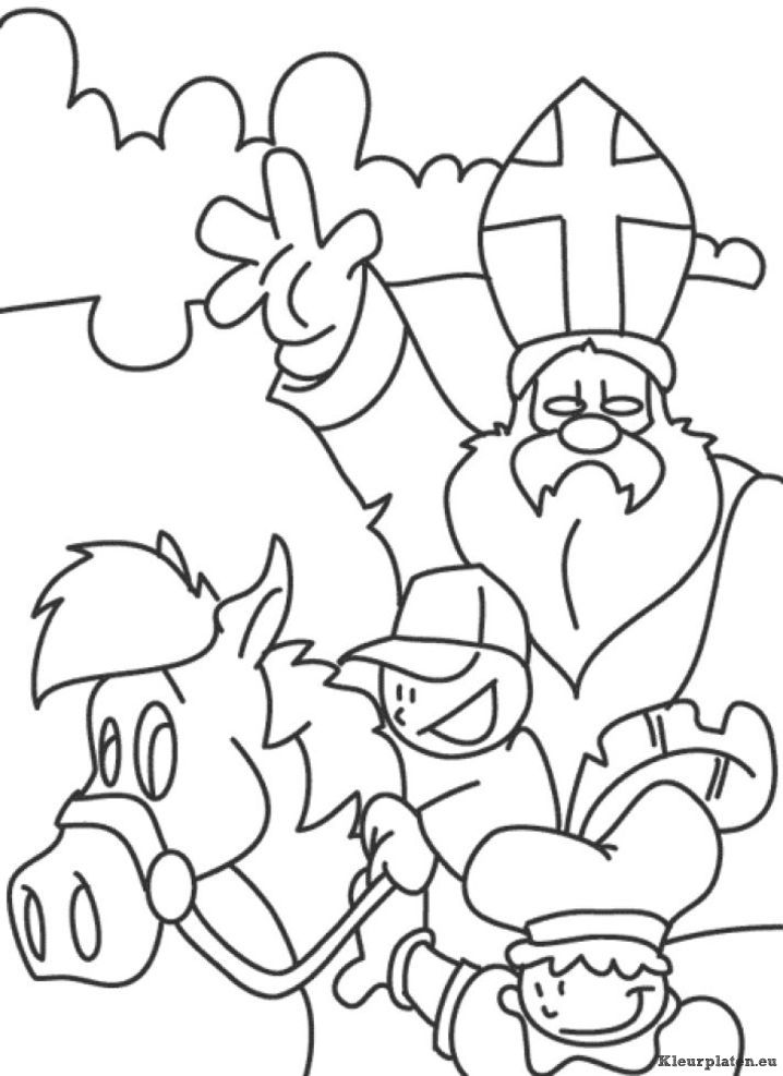 Sinterklaas zwaait vanaf zijn paard