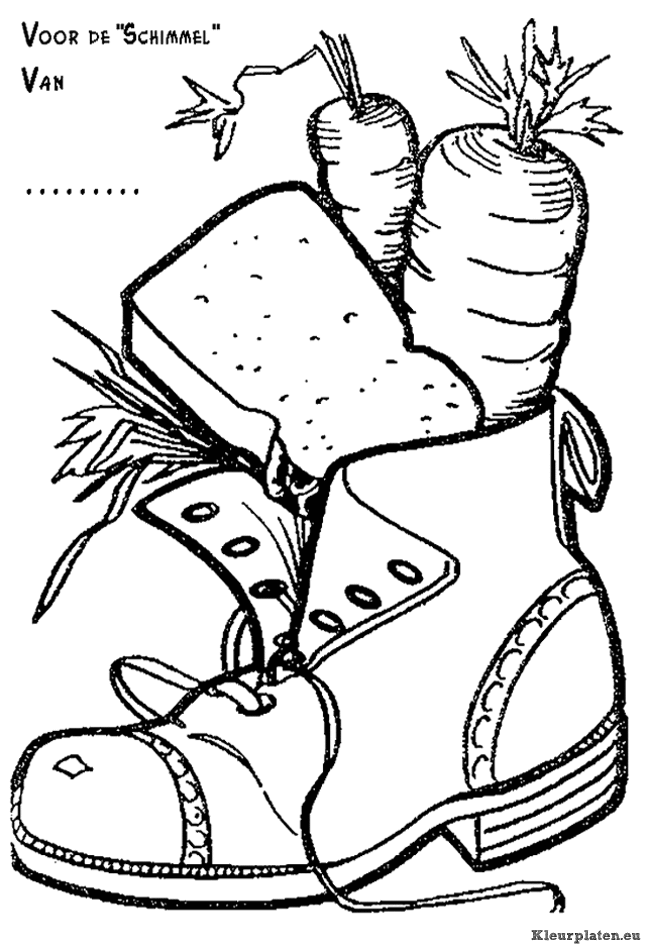 Sinterklaas schoen zetten kleurplaten