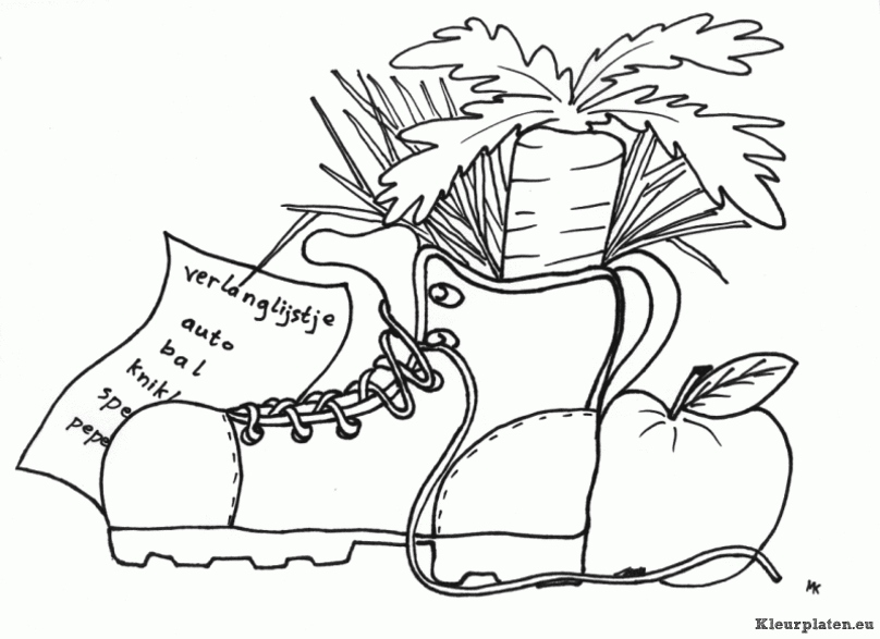 Sinterklaas schoen zetten kleurplaten