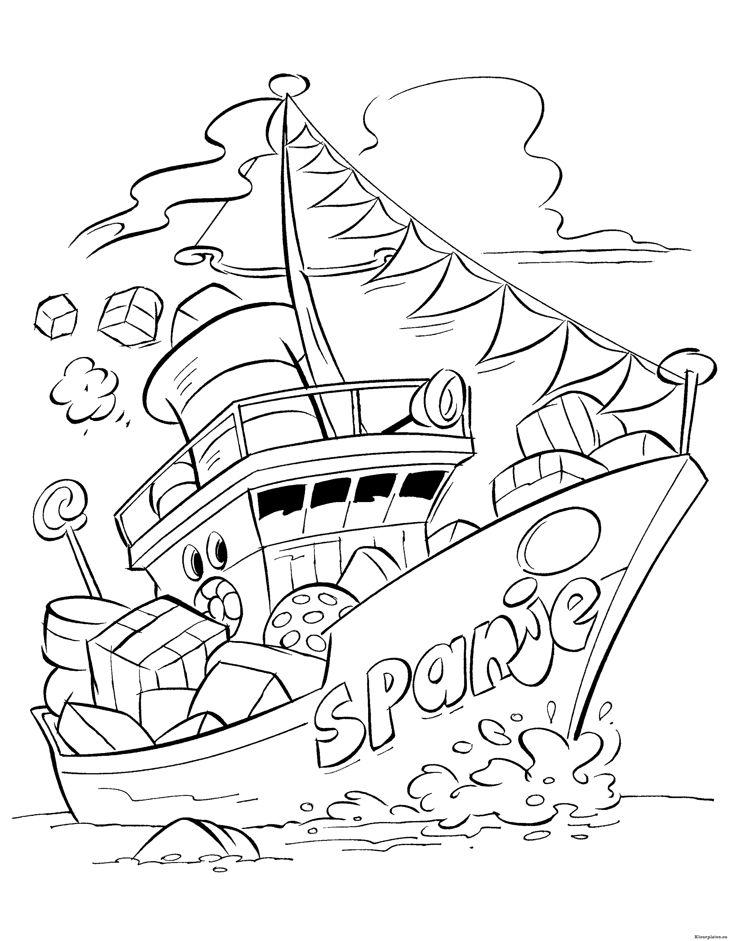 Sinterklaas stoomboot kleurplaat