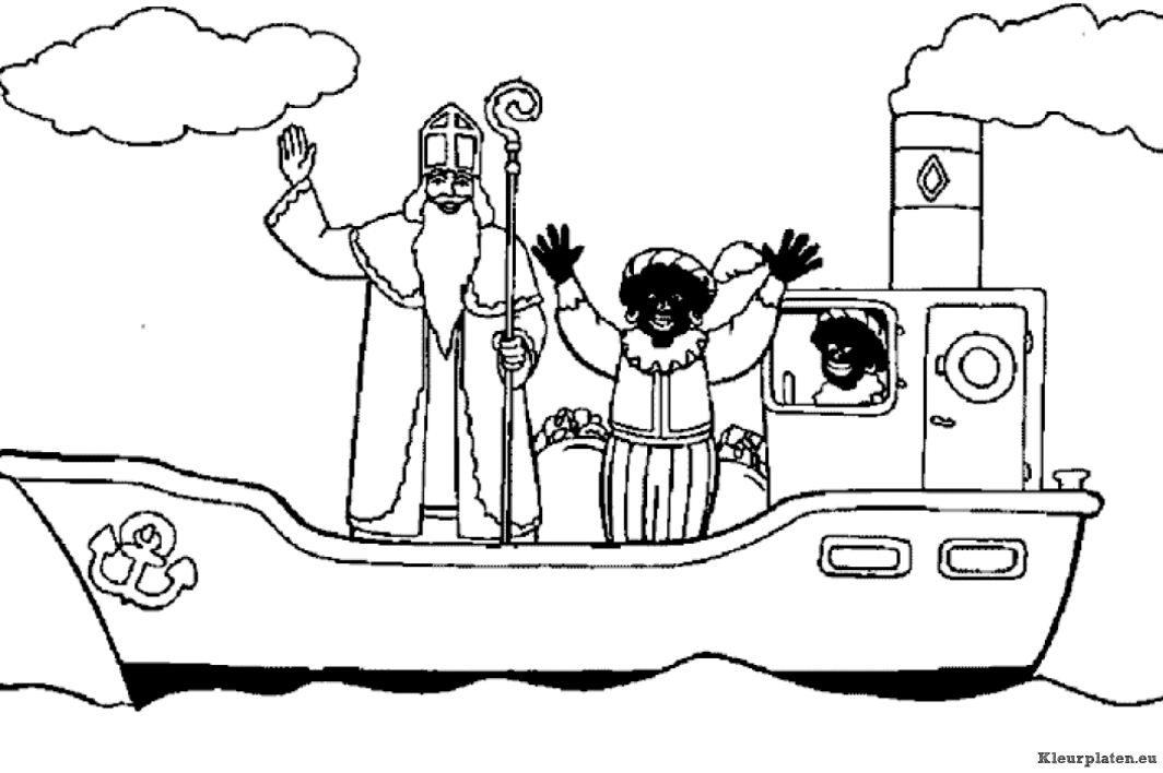 Sinterklaas stoomboot kleurplaat