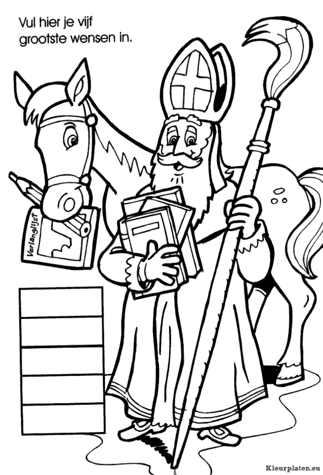 Sinterklaas verlanglijstje kleurplaten