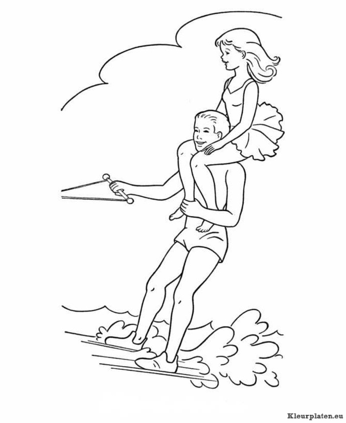 Waterskien kleurplaten