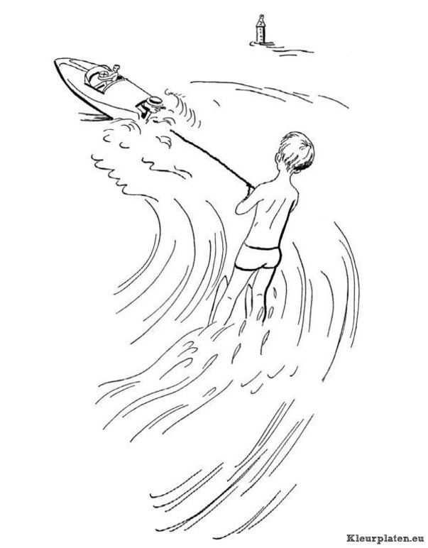 Waterskien kleurplaten