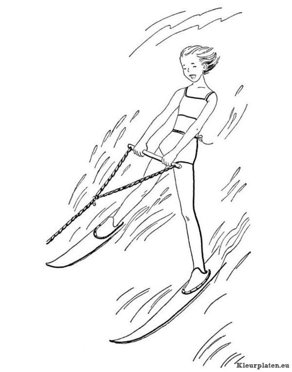 Waterskien kleurplaten