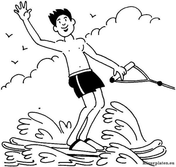 Waterskien kleurplaten