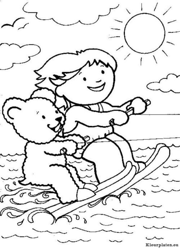 Waterskien kleurplaten