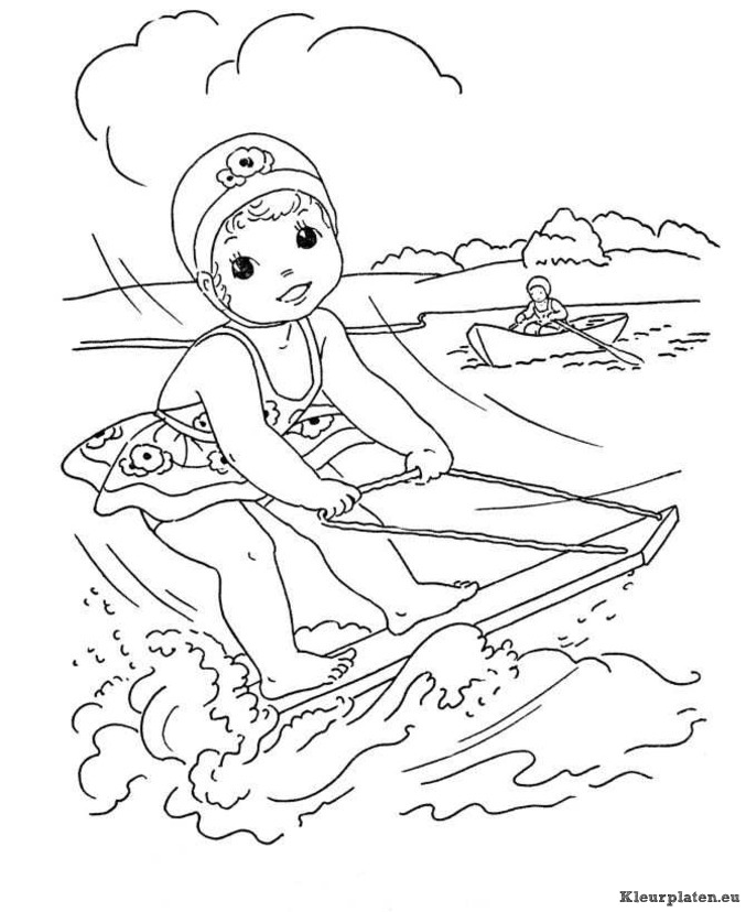 Waterskien kleurplaten