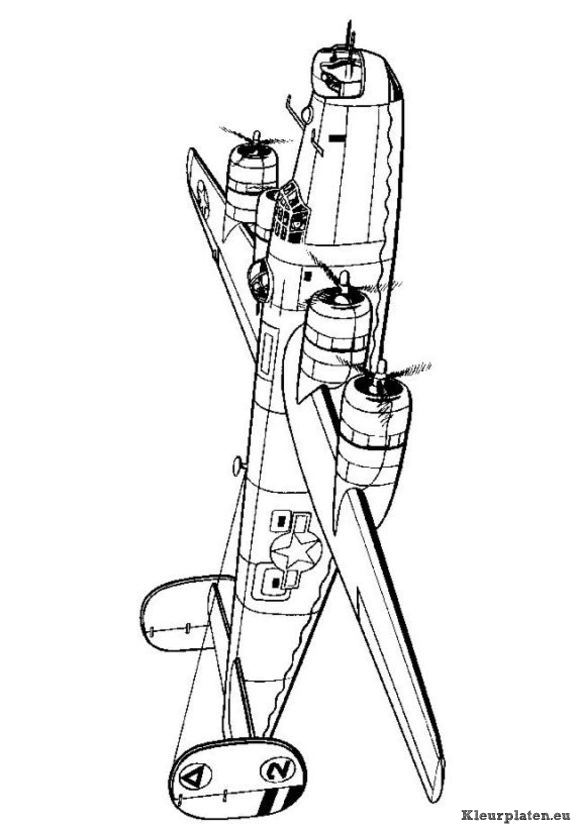 Vliegtuigen tweede wereldoorlog kleurplaat