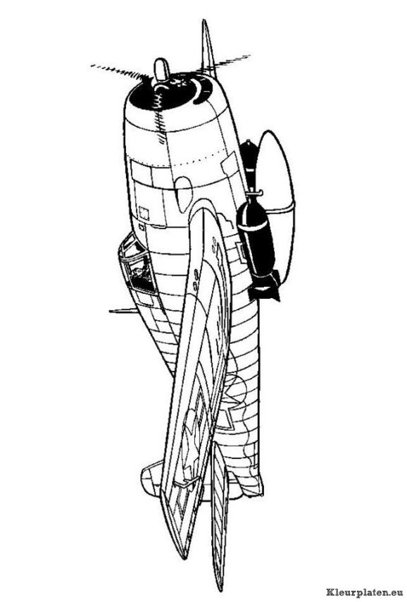Vliegtuigen tweede wereldoorlog kleurplaat