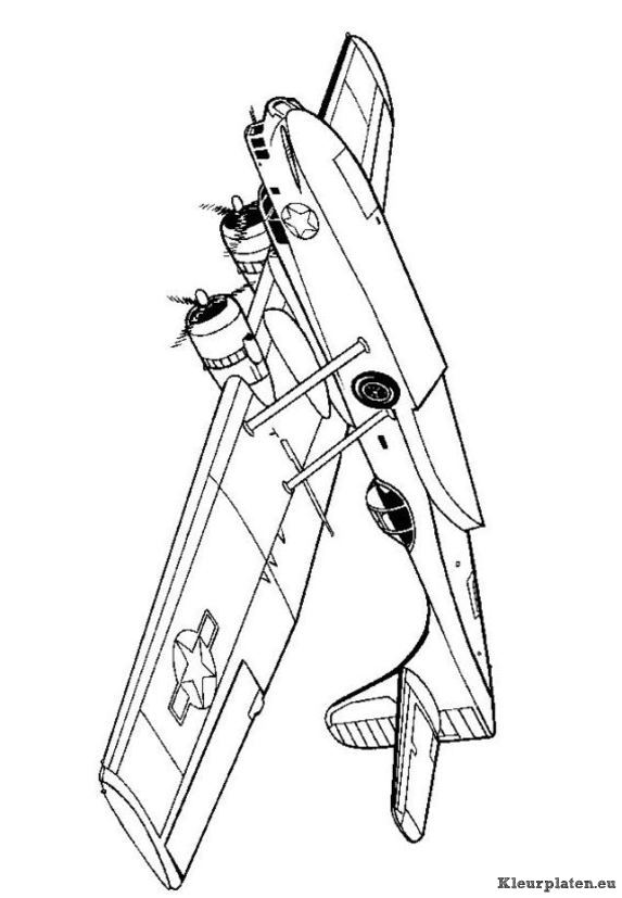 Vliegtuigen tweede wereldoorlog kleurplaat