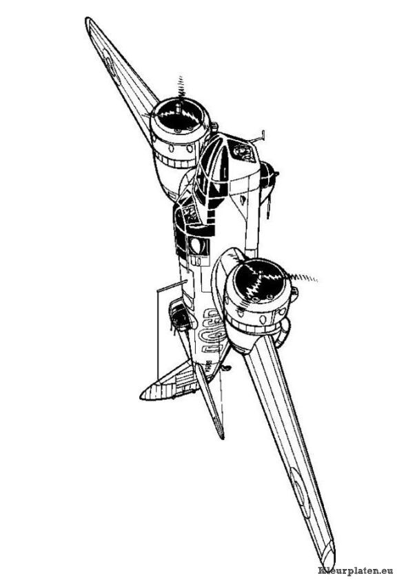Vliegtuigen tweede wereldoorlog kleurplaat