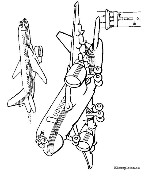 Vliegtuigen kleurplaat