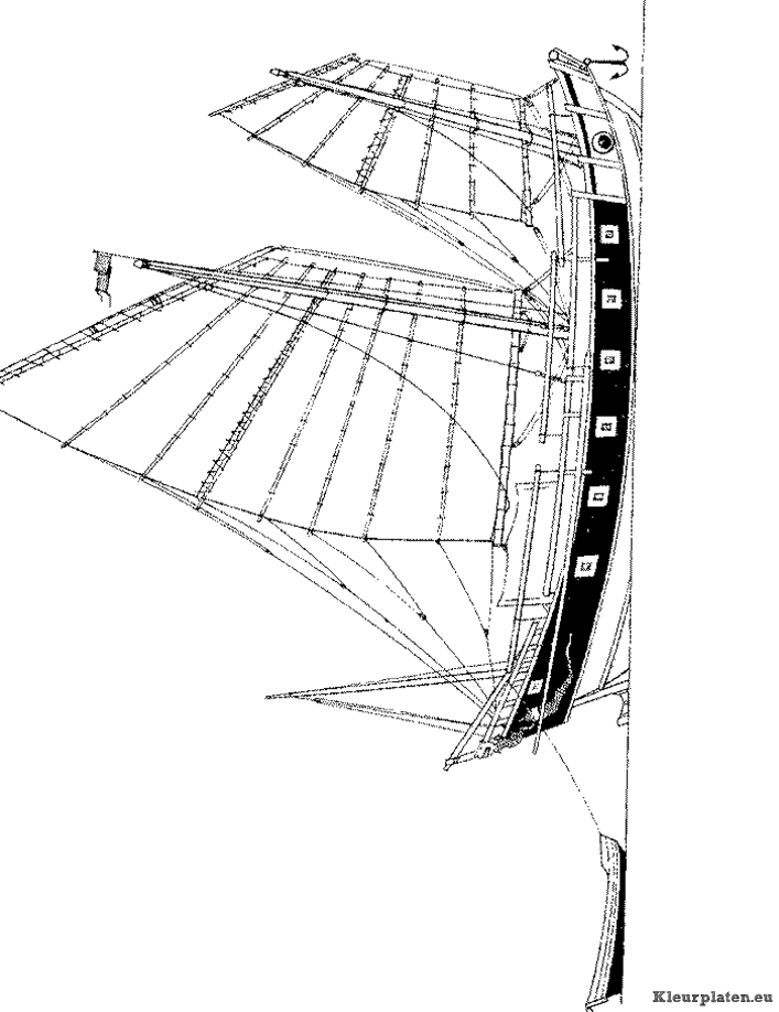 Zeilschepen kleurplaat