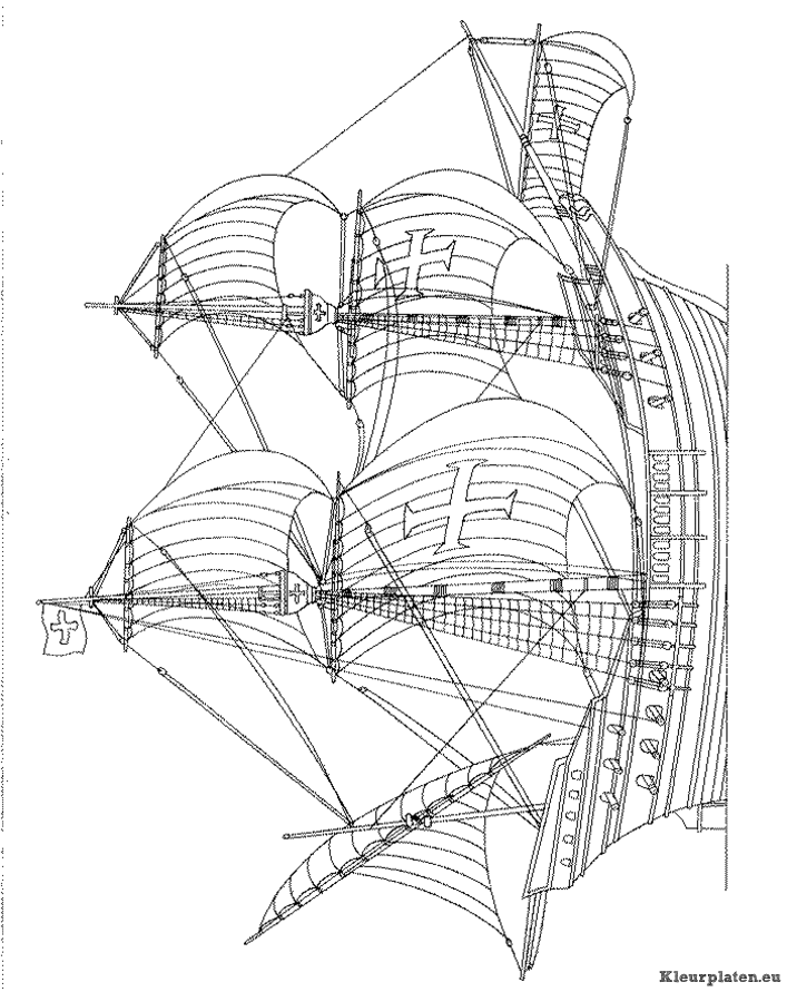 Zeilschepen kleurplaat