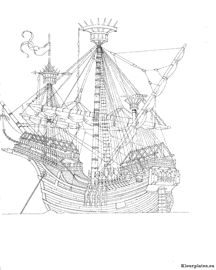 Zeilschepen kleurplaat
