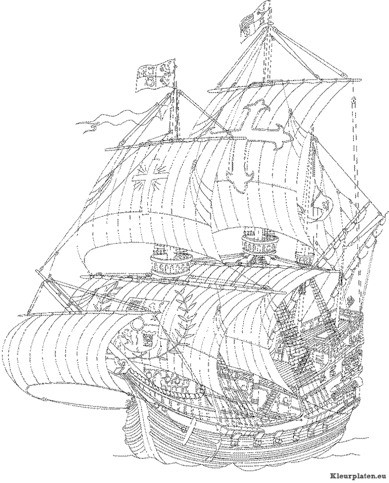 Zeilschepen kleurplaten