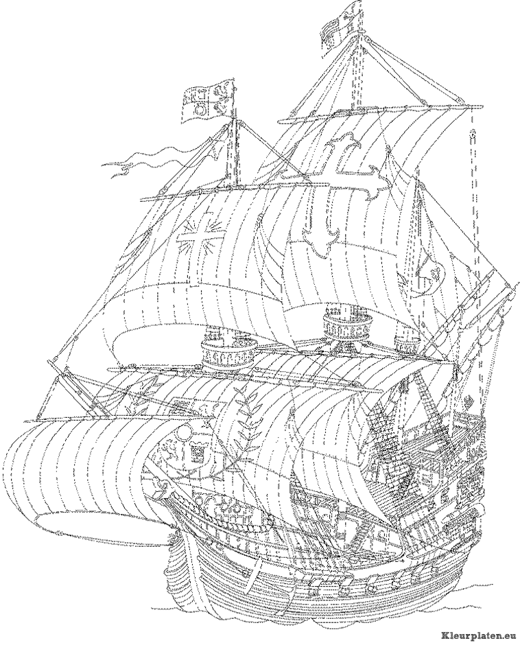Zeilschepen kleurplaat