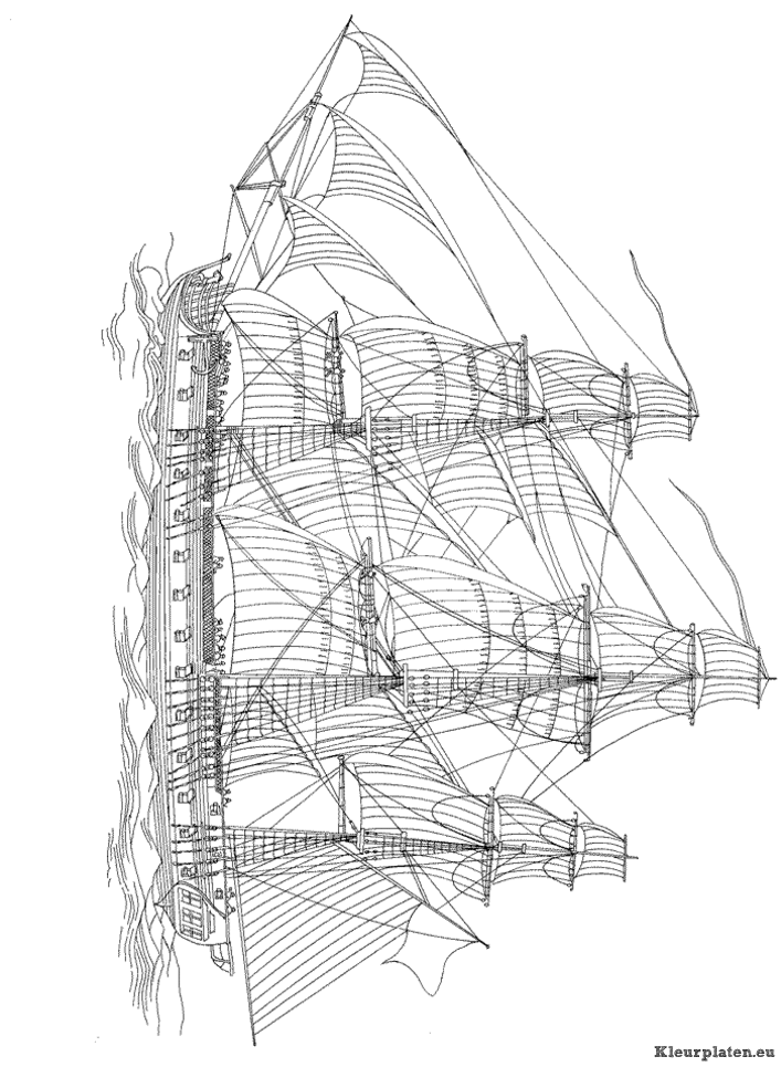 Zeilschepen kleurplaat