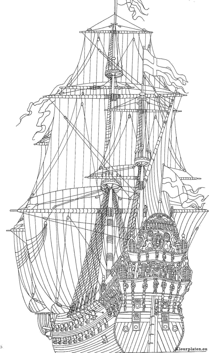 Zeilschepen kleurplaten